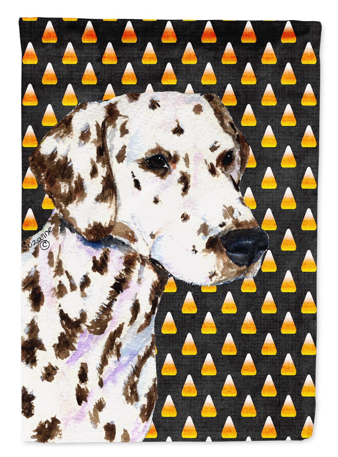 Dalmatian Candy Corn Halloween Portrait House Flag 28x40 Porch Sleeve Pole Decorative Outside Yard Banner Artwork Wall Hanging, Polyester