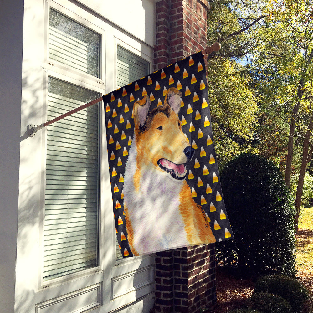 Collie Smooth Candy Corn Halloween Portrait House Flag 28x40 Porch Sleeve Pole Decorative Outside Yard Banner Artwork Wall Hanging, Polyester