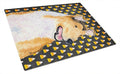 Collie Smooth Candy Corn Halloween Portrait Cutting Board Tempered Glass Kitchen Cutting Surface, Heat Resistant Chopping, Non-Slip Feet, Food Prep & Serving