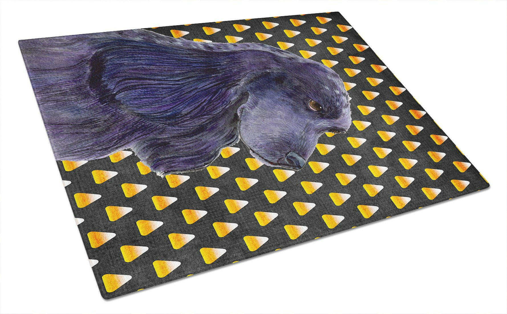 Cocker Spaniel Candy Corn Halloween Portrait Cutting Board Tempered Glass Kitchen Cutting Surface, Heat Resistant Chopping, Non-Slip Feet, Food Prep & Serving