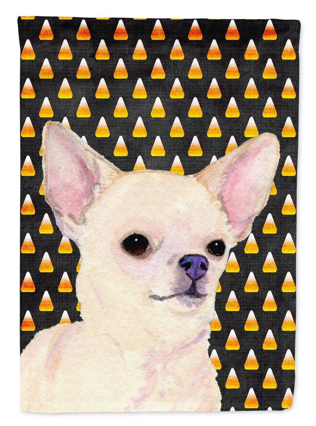 Chihuahua Candy Corn Halloween Portrait House Flag 28x40 Porch Sleeve Pole Decorative Outside Yard Banner Artwork Wall Hanging, Polyester