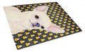 Chihuahua Candy Corn Halloween Portrait Cutting Board Tempered Glass Kitchen Cutting Surface, Heat Resistant Chopping, Non-Slip Feet, Food Prep & Serving
