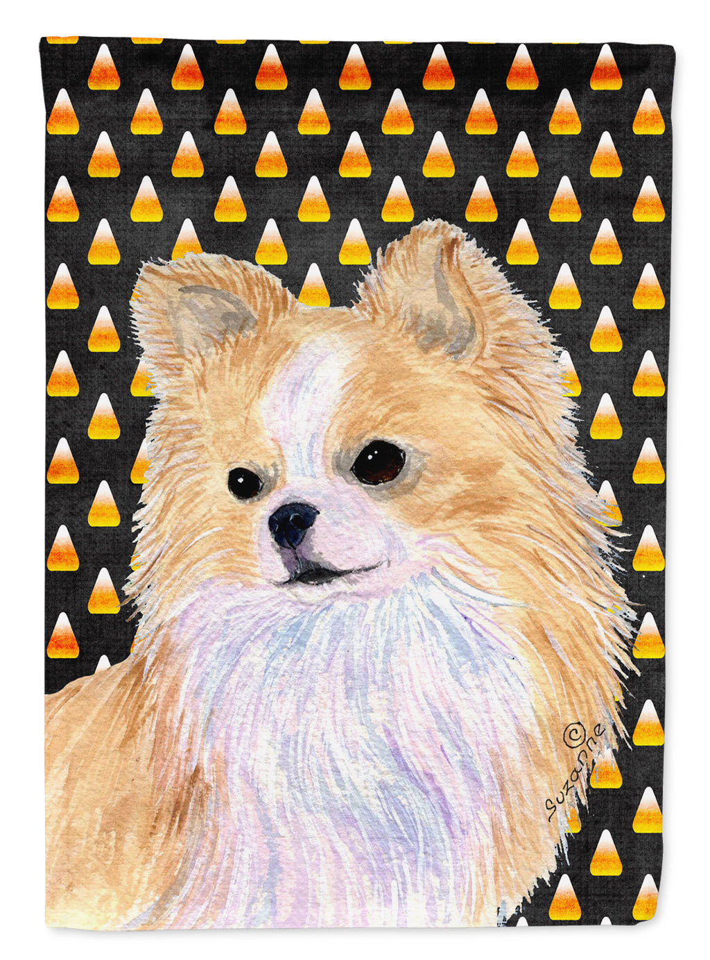 Chihuahua Candy Corn Halloween Portrait House Flag 28x40 Porch Sleeve Pole Decorative Outside Yard Banner Artwork Wall Hanging, Polyester