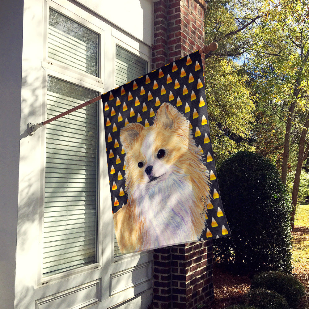 Chihuahua Candy Corn Halloween Portrait House Flag 28x40 Porch Sleeve Pole Decorative Outside Yard Banner Artwork Wall Hanging, Polyester
