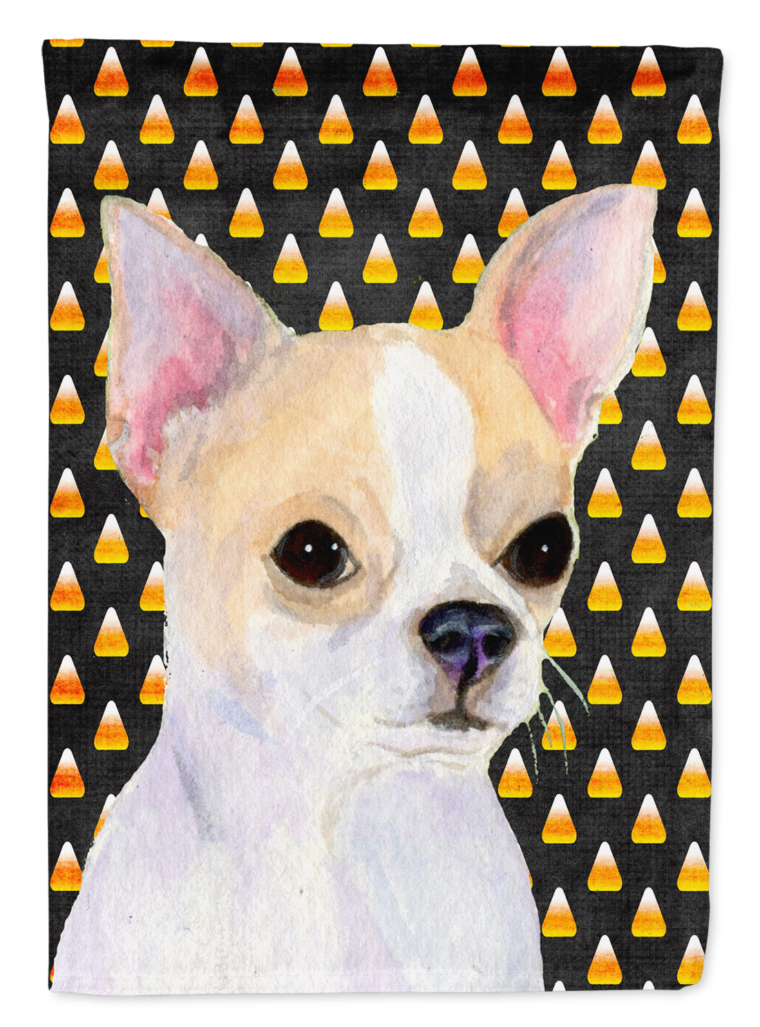 Chihuahua Candy Corn Halloween Portrait House Flag 28x40 Porch Sleeve Pole Decorative Outside Yard Banner Artwork Wall Hanging, Polyester