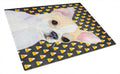 Chihuahua Candy Corn Halloween Portrait Cutting Board Tempered Glass Kitchen Cutting Surface, Heat Resistant Chopping, Non-Slip Feet, Food Prep & Serving