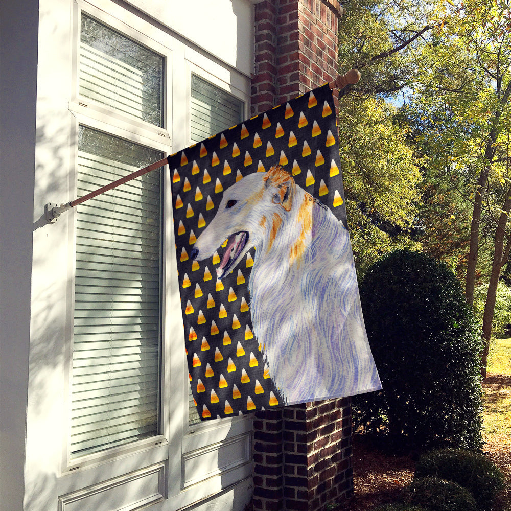Borzoi Candy Corn Halloween Portrait House Flag 28x40 Porch Sleeve Pole Decorative Outside Yard Banner Artwork Wall Hanging, Polyester