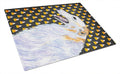 Borzoi Candy Corn Halloween Portrait Cutting Board Tempered Glass Kitchen Cutting Surface, Heat Resistant Chopping, Non-Slip Feet, Food Prep & Serving