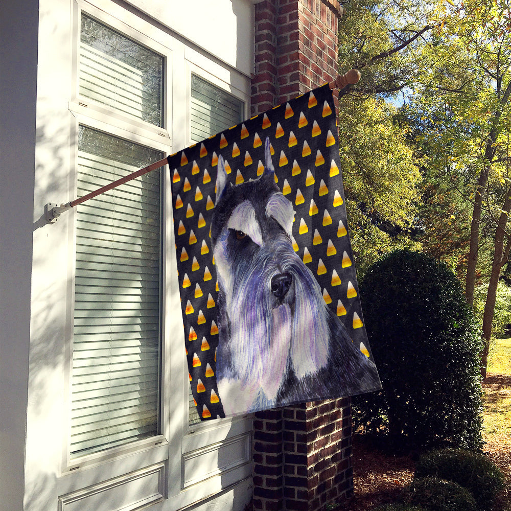 Schnauzer Candy Corn Halloween Portrait House Flag 28x40 Porch Sleeve Pole Decorative Outside Yard Banner Artwork Wall Hanging, Polyester