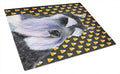 Schnauzer Candy Corn Halloween Portrait Cutting Board Tempered Glass Kitchen Cutting Surface, Heat Resistant Chopping, Non-Slip Feet, Food Prep & Serving