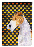 Fox Terrier Candy Corn Halloween Portrait House Flag 28x40 Porch Sleeve Pole Decorative Outside Yard Banner Artwork Wall Hanging, Polyester