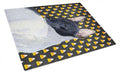 Rat Terrier Candy Corn Halloween Portrait Cutting Board Tempered Glass Kitchen Cutting Surface, Heat Resistant Chopping, Non-Slip Feet, Food Prep & Serving