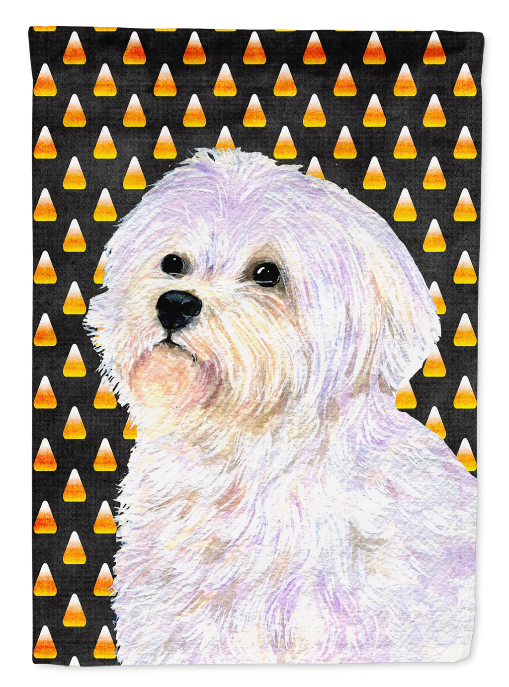 Maltese Candy Corn Halloween Portrait House Flag 28x40 Porch Sleeve Pole Decorative Outside Yard Banner Artwork Wall Hanging, Polyester
