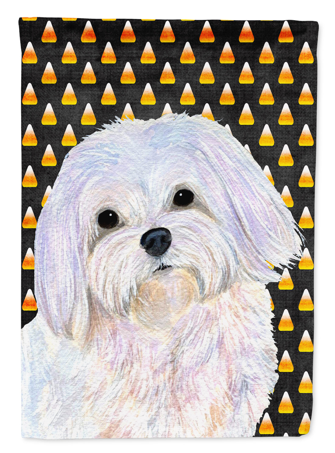 Maltese Candy Corn Halloween Portrait House Flag 28x40 Porch Sleeve Pole Decorative Outside Yard Banner Artwork Wall Hanging, Polyester