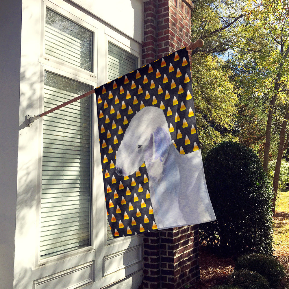 Bedlington Terrier Candy Corn Halloween Portrait House Flag 28x40 Porch Sleeve Pole Decorative Outside Yard Banner Artwork Wall Hanging, Polyester