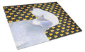 Bedlington Terrier Candy Corn Halloween Portrait Cutting Board Tempered Glass Kitchen Cutting Surface, Heat Resistant Chopping, Non-Slip Feet, Food Prep & Serving