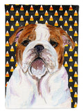 Bulldog English Candy Corn Halloween Portrait House Flag 28x40 Porch Sleeve Pole Decorative Outside Yard Banner Artwork Wall Hanging, Polyester