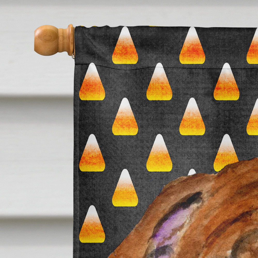Bulldog English Candy Corn Halloween Portrait House Flag 28x40 Porch Sleeve Pole Decorative Outside Yard Banner Artwork Wall Hanging, Polyester