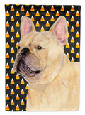 French Bulldog Candy Corn Halloween Portrait House Flag 28x40 Porch Sleeve Pole Decorative Outside Yard Banner Artwork Wall Hanging, Polyester