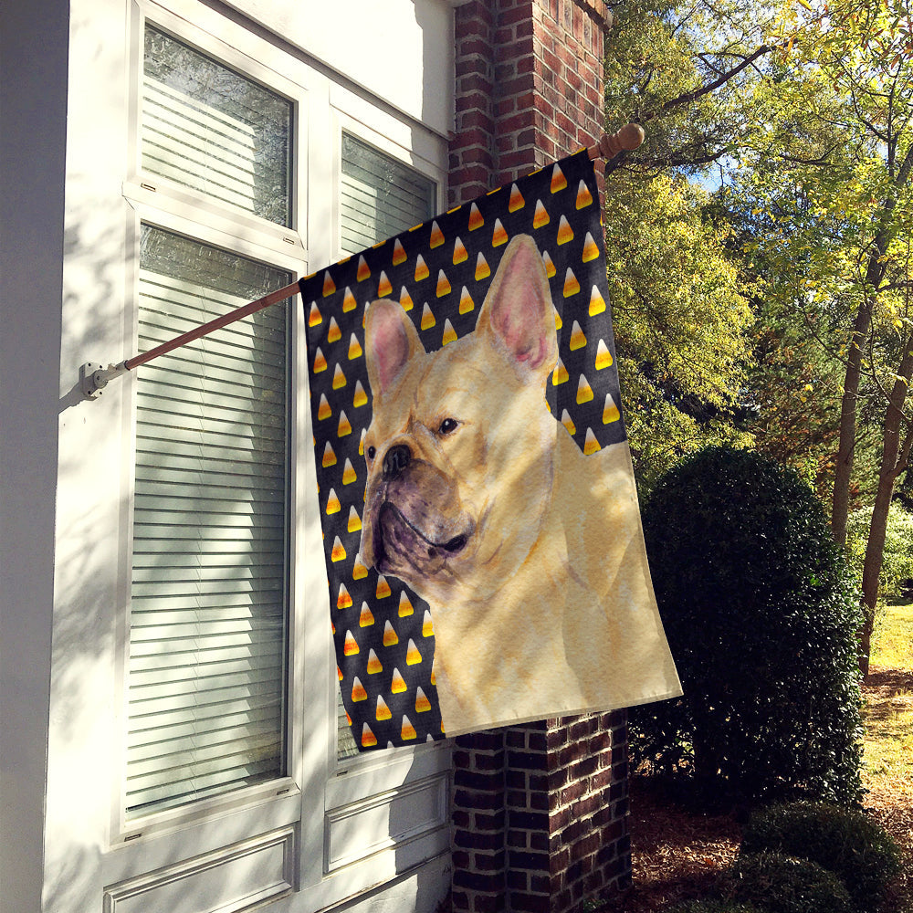 French Bulldog Candy Corn Halloween Portrait House Flag 28x40 Porch Sleeve Pole Decorative Outside Yard Banner Artwork Wall Hanging, Polyester