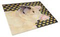 French Bulldog Candy Corn Halloween Portrait Cutting Board Tempered Glass Kitchen Cutting Surface, Heat Resistant Chopping, Non-Slip Feet, Food Prep & Serving