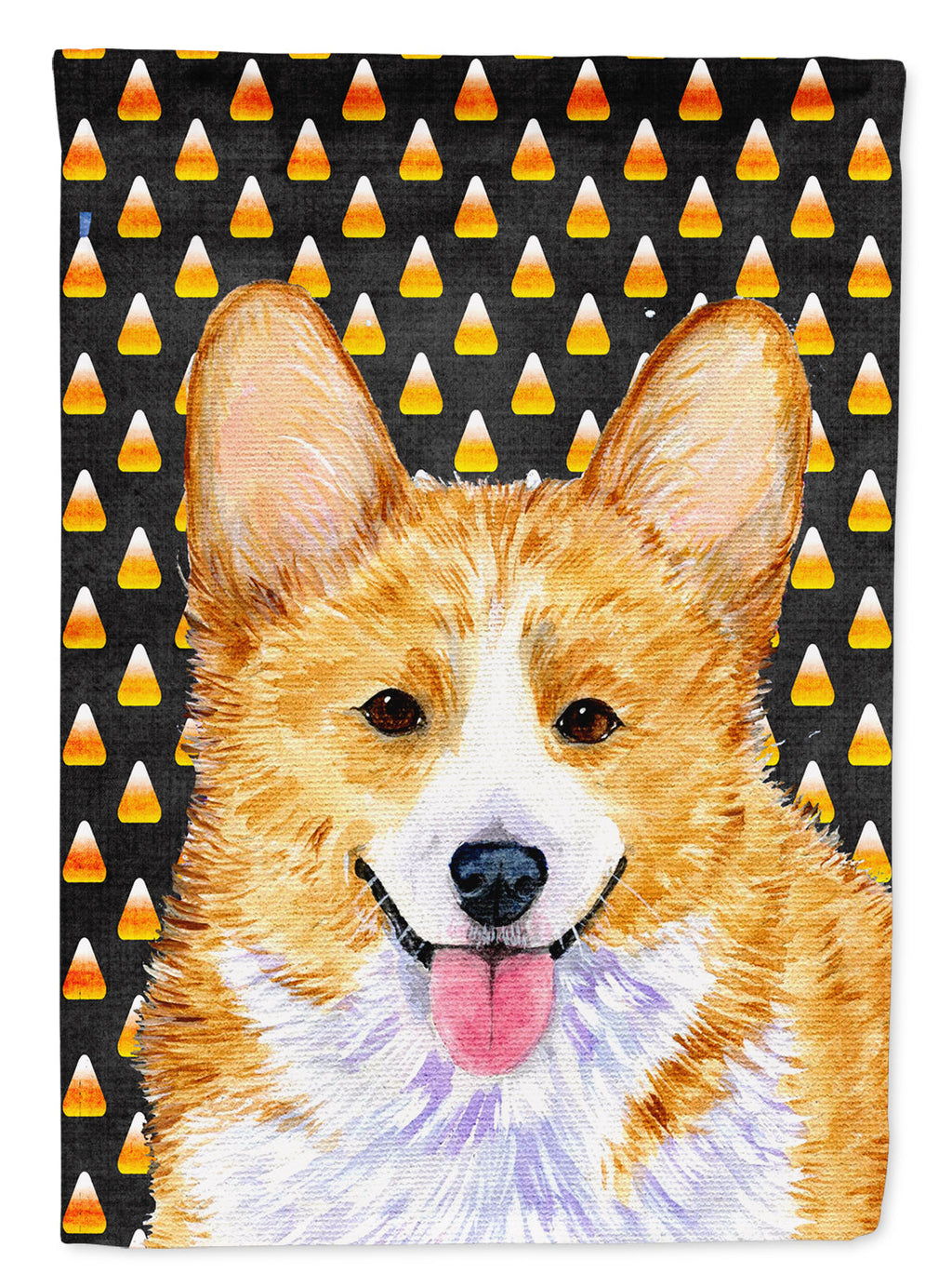 Corgi Candy Corn Halloween Portrait House Flag 28x40 Porch Sleeve Pole Decorative Outside Yard Banner Artwork Wall Hanging, Polyester