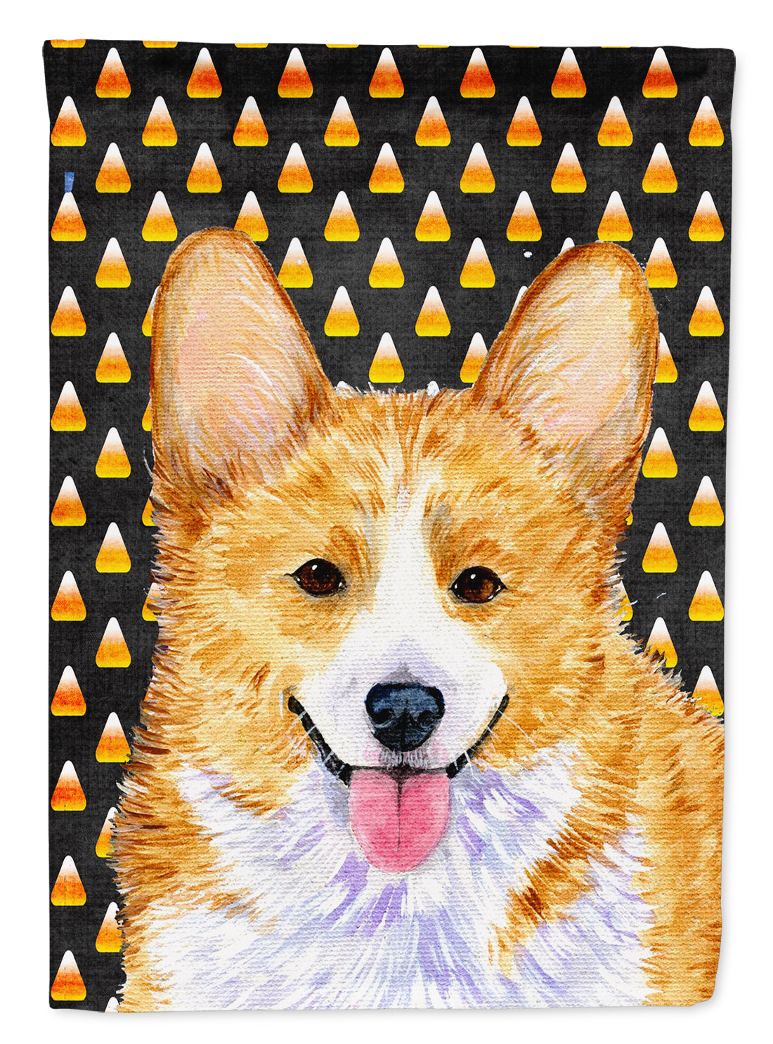 Corgi Candy Corn Halloween Portrait House Flag 28x40 Porch Sleeve Pole Decorative Outside Yard Banner Artwork Wall Hanging, Polyester