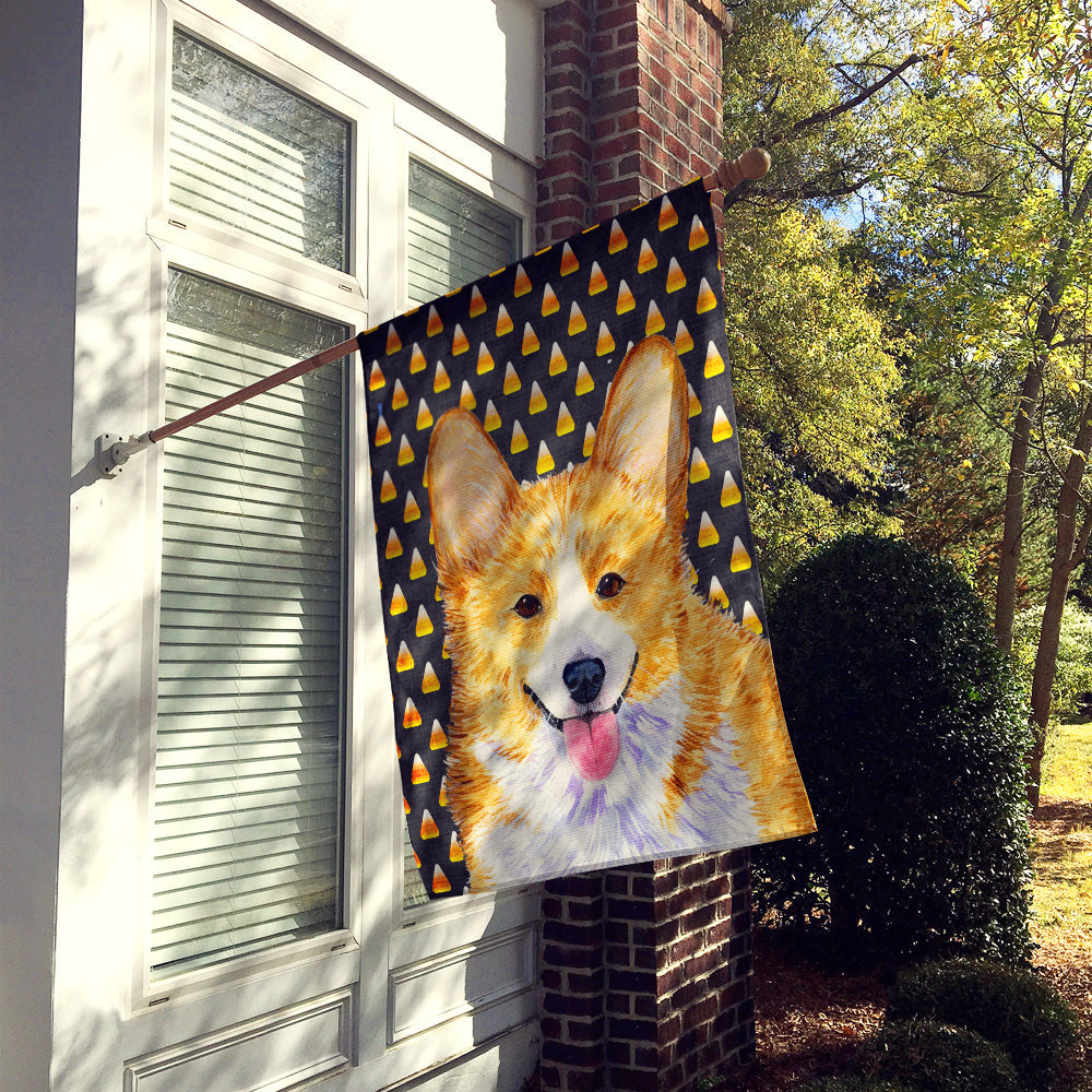 Corgi Candy Corn Halloween Portrait House Flag 28x40 Porch Sleeve Pole Decorative Outside Yard Banner Artwork Wall Hanging, Polyester