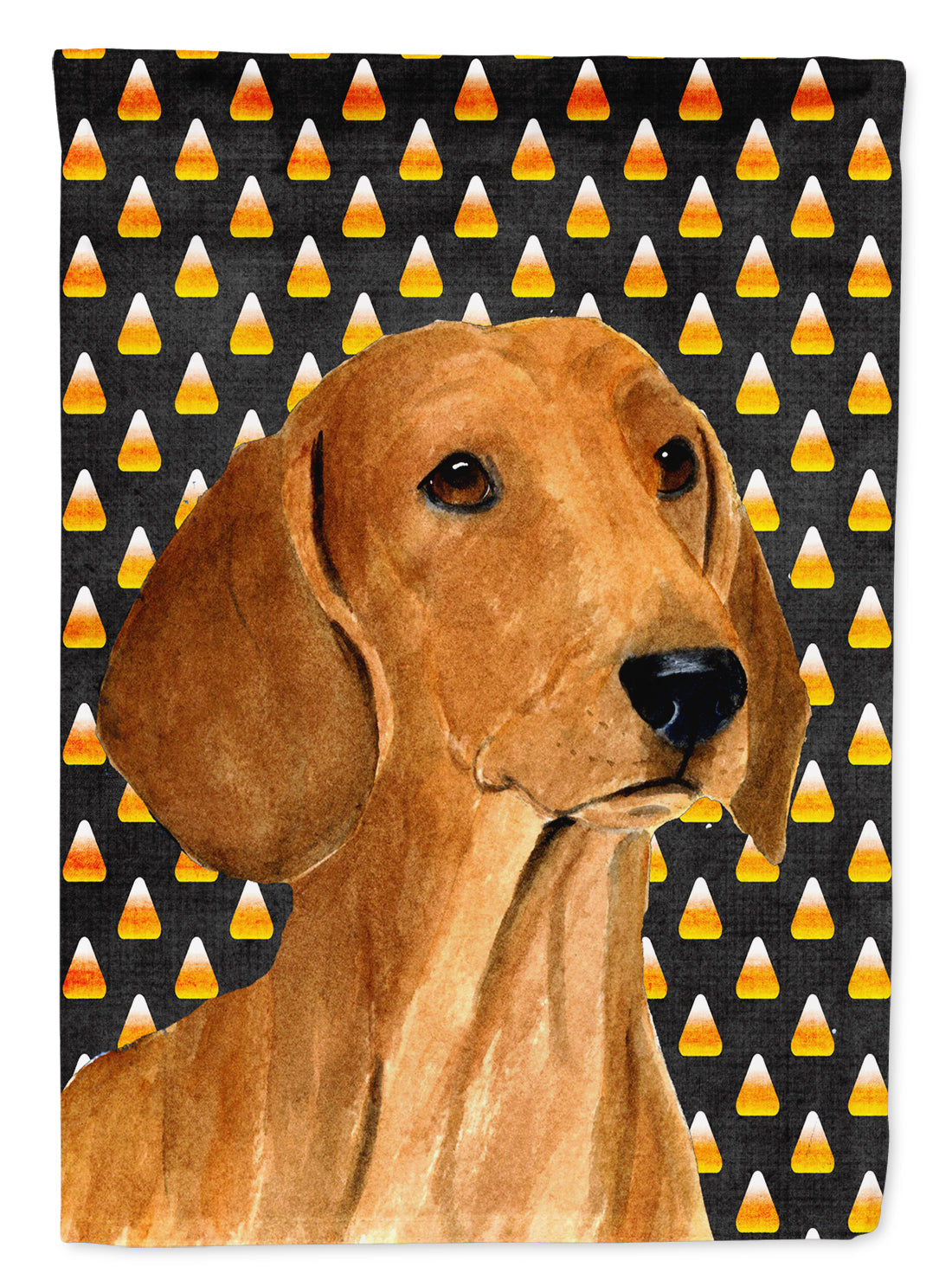 Dachshund Candy Corn Halloween Portrait House Flag 28x40 Porch Sleeve Pole Decorative Outside Yard Banner Artwork Wall Hanging, Polyester