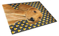 Dachshund Candy Corn Halloween Portrait Cutting Board Tempered Glass Kitchen Cutting Surface, Heat Resistant Chopping, Non-Slip Feet, Food Prep & Serving