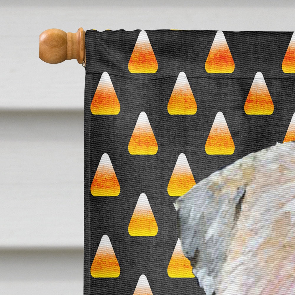Wheaten Terrier Soft Coated Candy Corn Halloween Portrait House Flag 28x40 Porch Sleeve Pole Decorative Outside Yard Banner Artwork Wall Hanging, Polyester