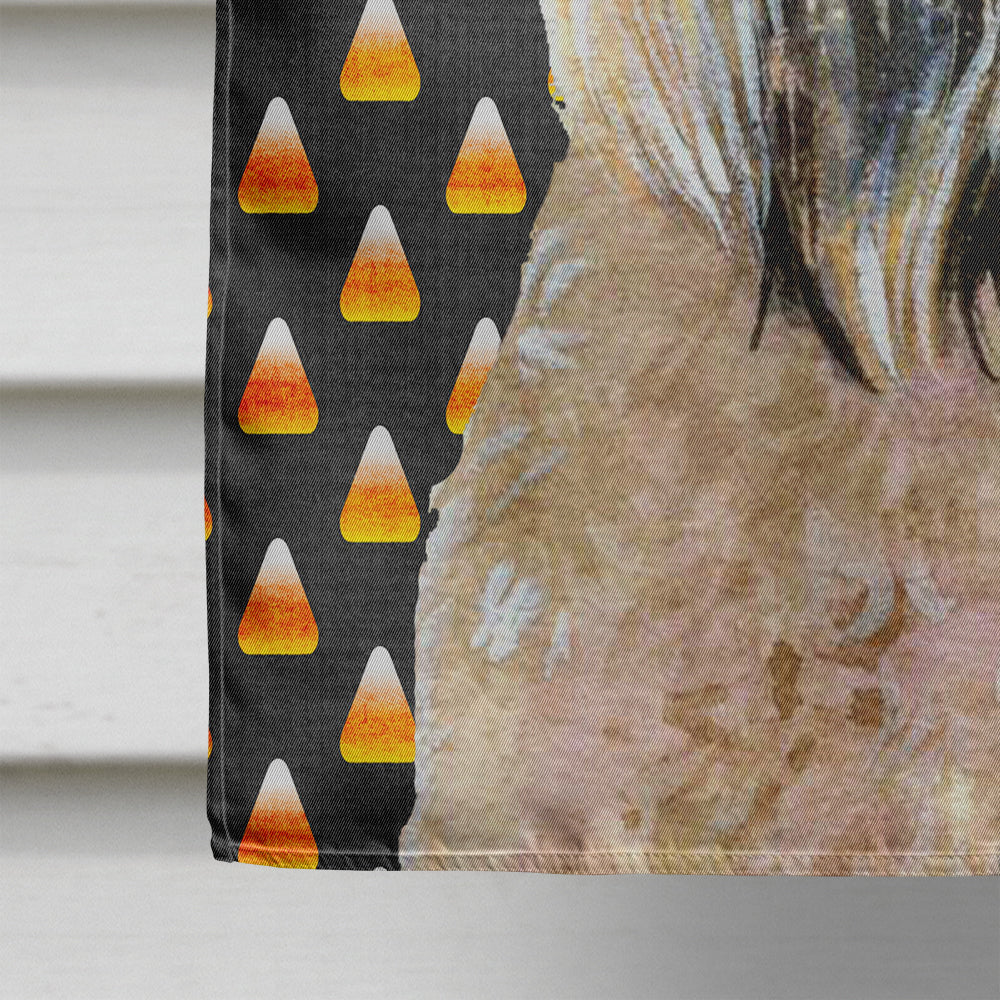 Wheaten Terrier Soft Coated Candy Corn Halloween Portrait House Flag 28x40 Porch Sleeve Pole Decorative Outside Yard Banner Artwork Wall Hanging, Polyester