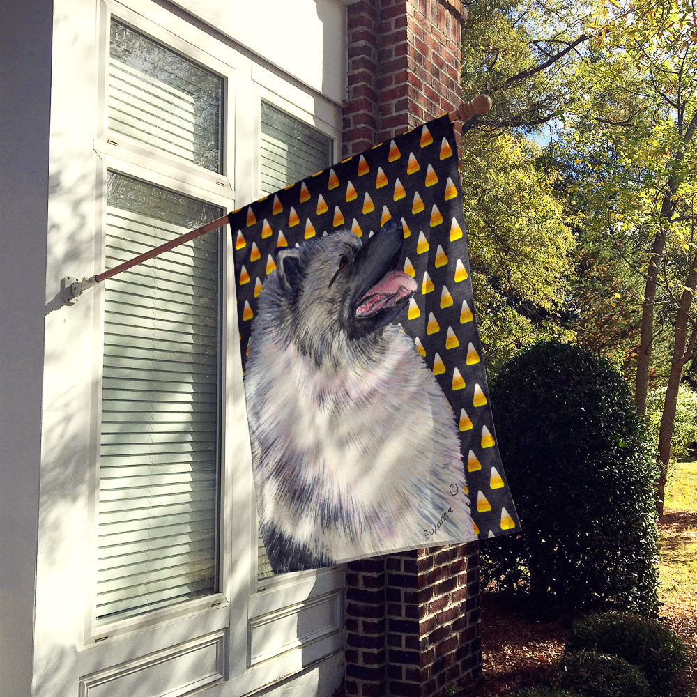 Keeshond Candy Corn Halloween Portrait House Flag 28x40 Porch Sleeve Pole Decorative Outside Yard Banner Artwork Wall Hanging, Polyester