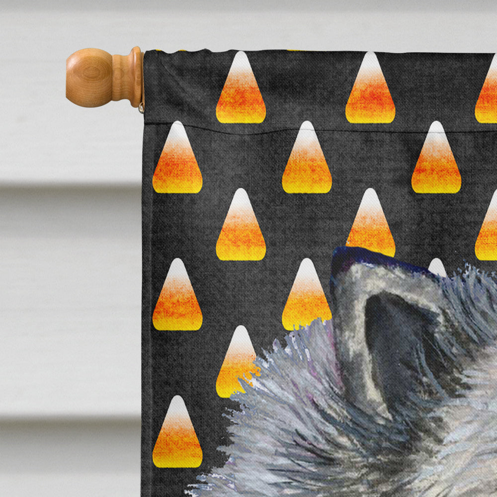 Keeshond Candy Corn Halloween Portrait House Flag 28x40 Porch Sleeve Pole Decorative Outside Yard Banner Artwork Wall Hanging, Polyester
