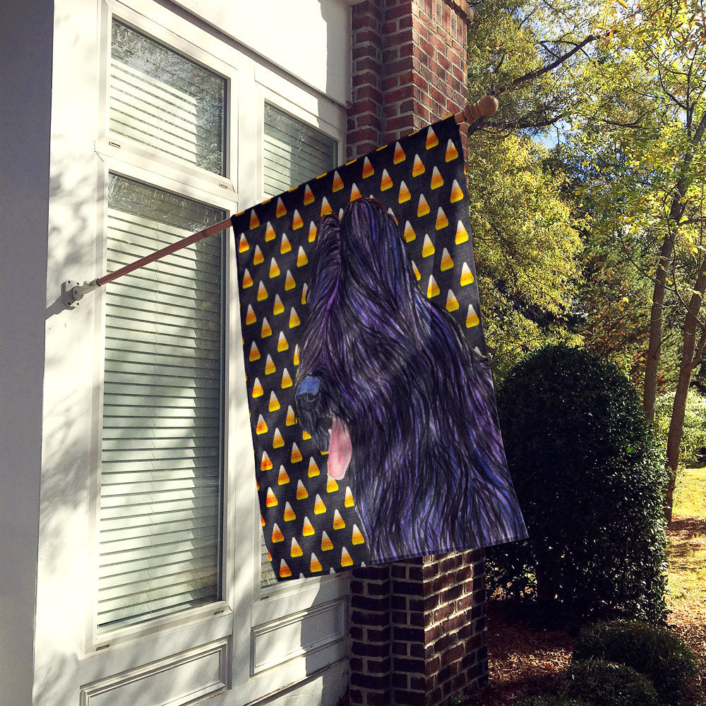 Briard Candy Corn Halloween Portrait House Flag 28x40 Porch Sleeve Pole Decorative Outside Yard Banner Artwork Wall Hanging, Polyester