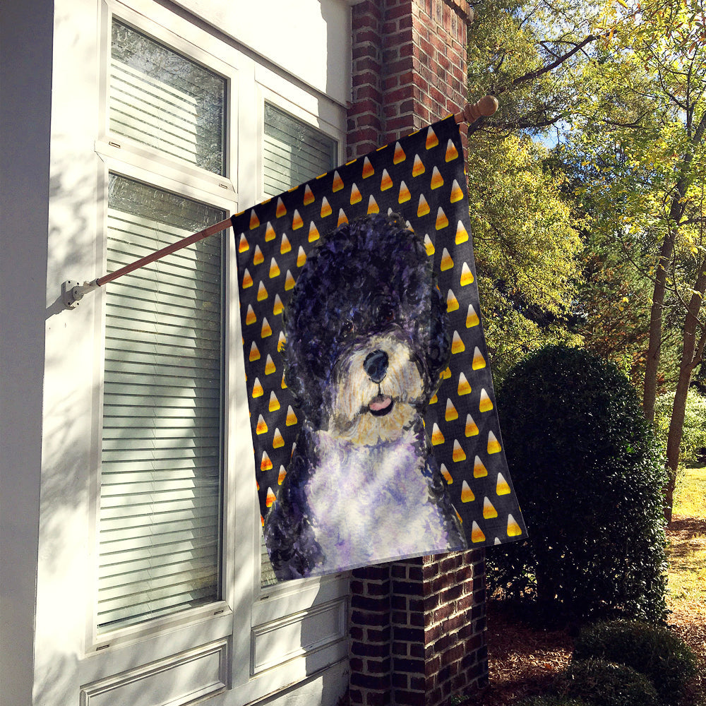 Portuguese Water Dog Candy Corn Halloween Portrait House Flag 28x40 Porch Sleeve Pole Decorative Outside Yard Banner Artwork Wall Hanging, Polyester