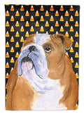 Bulldog English Candy Corn Halloween Portrait House Flag 28x40 Porch Sleeve Pole Decorative Outside Yard Banner Artwork Wall Hanging, Polyester