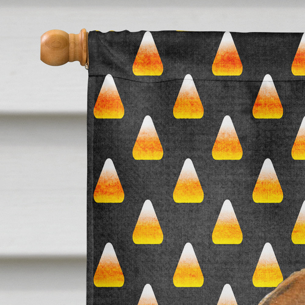 Bulldog English Candy Corn Halloween Portrait House Flag 28x40 Porch Sleeve Pole Decorative Outside Yard Banner Artwork Wall Hanging, Polyester