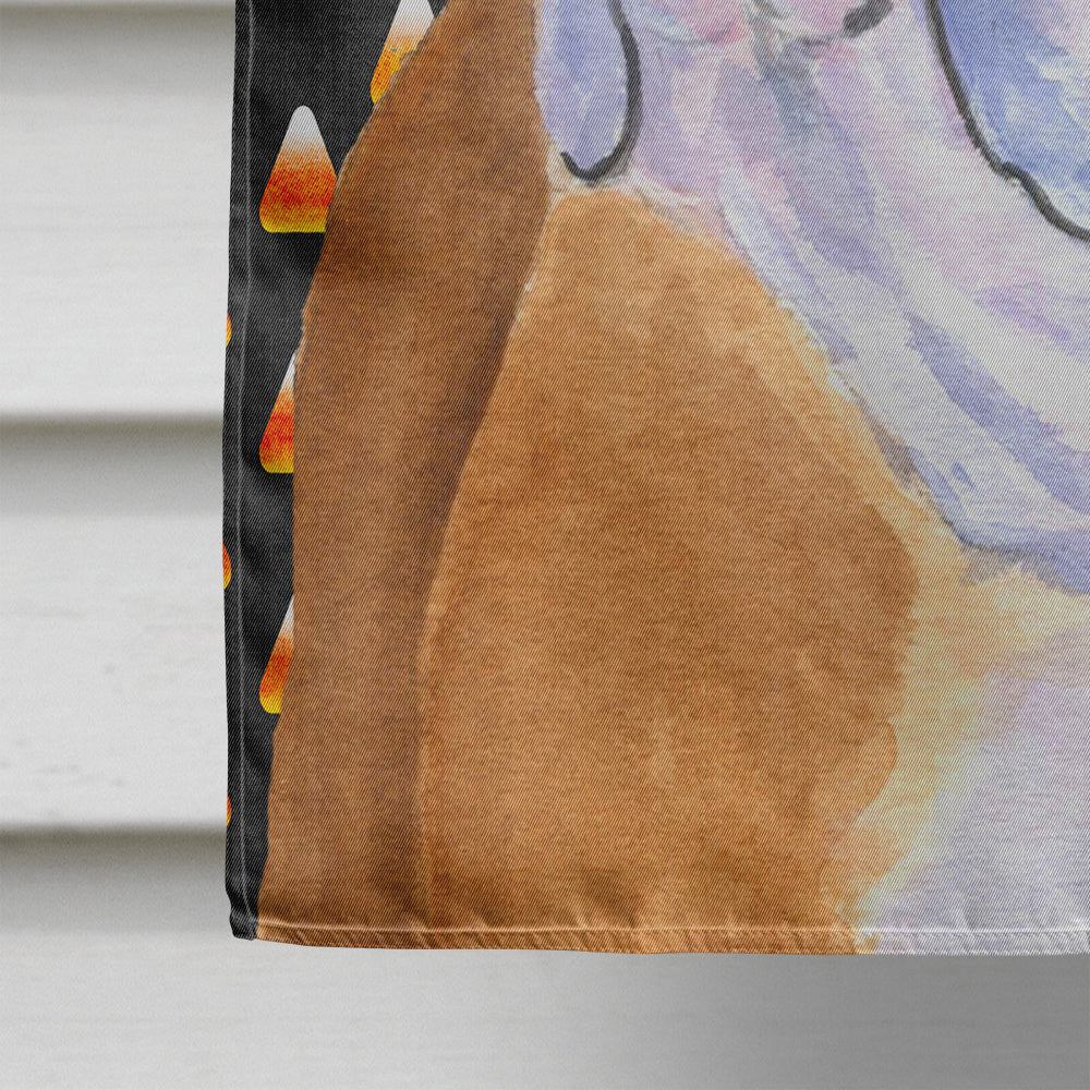 Bulldog English Candy Corn Halloween Portrait House Flag 28x40 Porch Sleeve Pole Decorative Outside Yard Banner Artwork Wall Hanging, Polyester