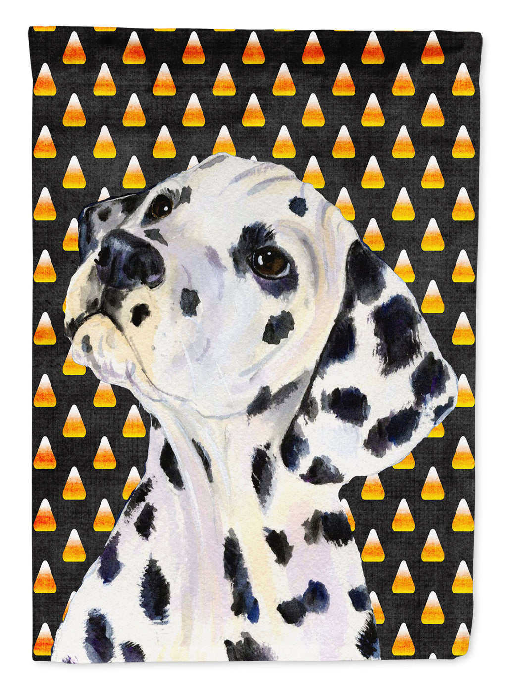 Dalmatian Candy Corn Halloween Portrait House Flag 28x40 Porch Sleeve Pole Decorative Outside Yard Banner Artwork Wall Hanging, Polyester