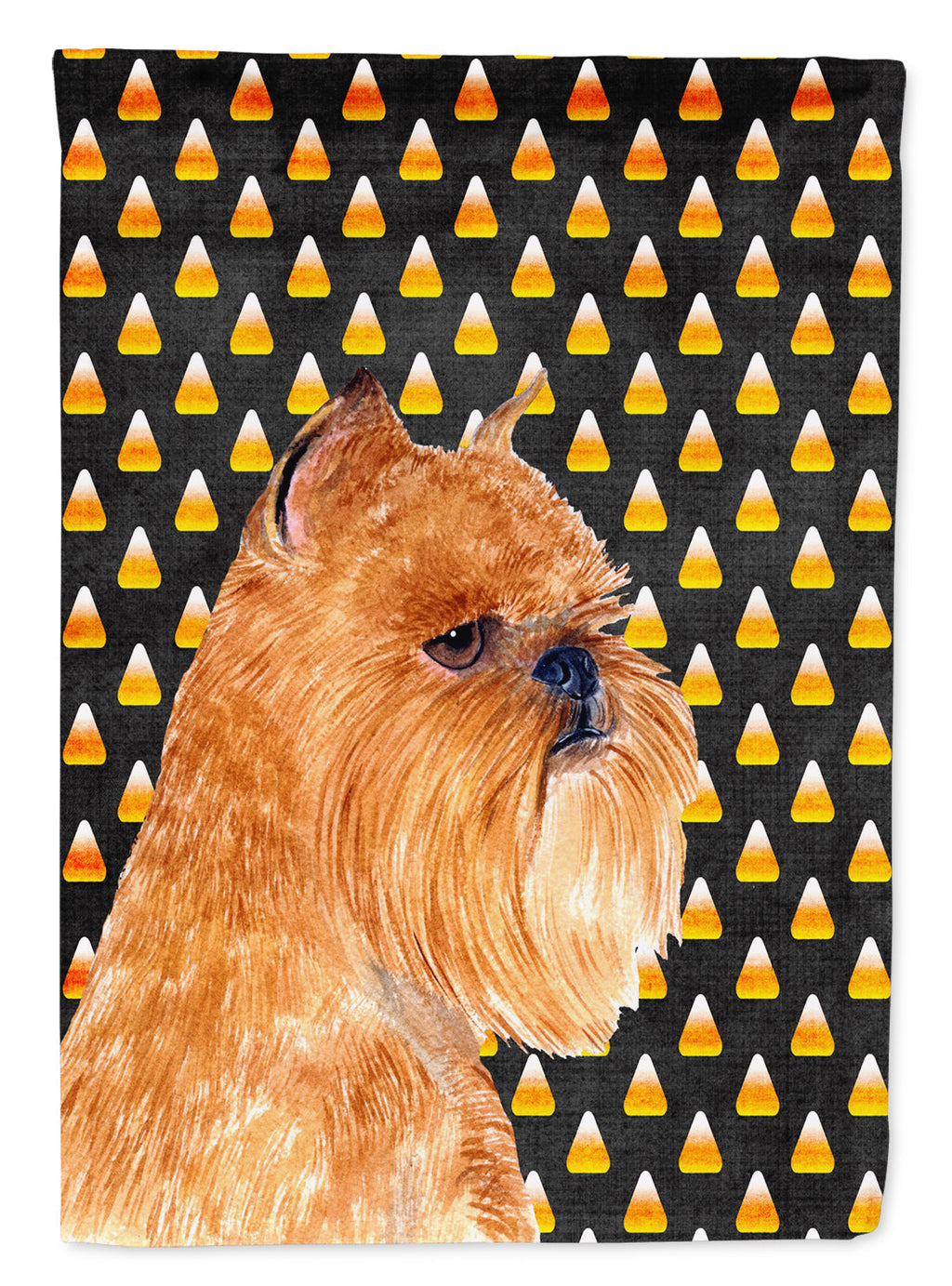 Brussels Griffon Candy Corn Halloween Portrait House Flag 28x40 Porch Sleeve Pole Decorative Outside Yard Banner Artwork Wall Hanging, Polyester
