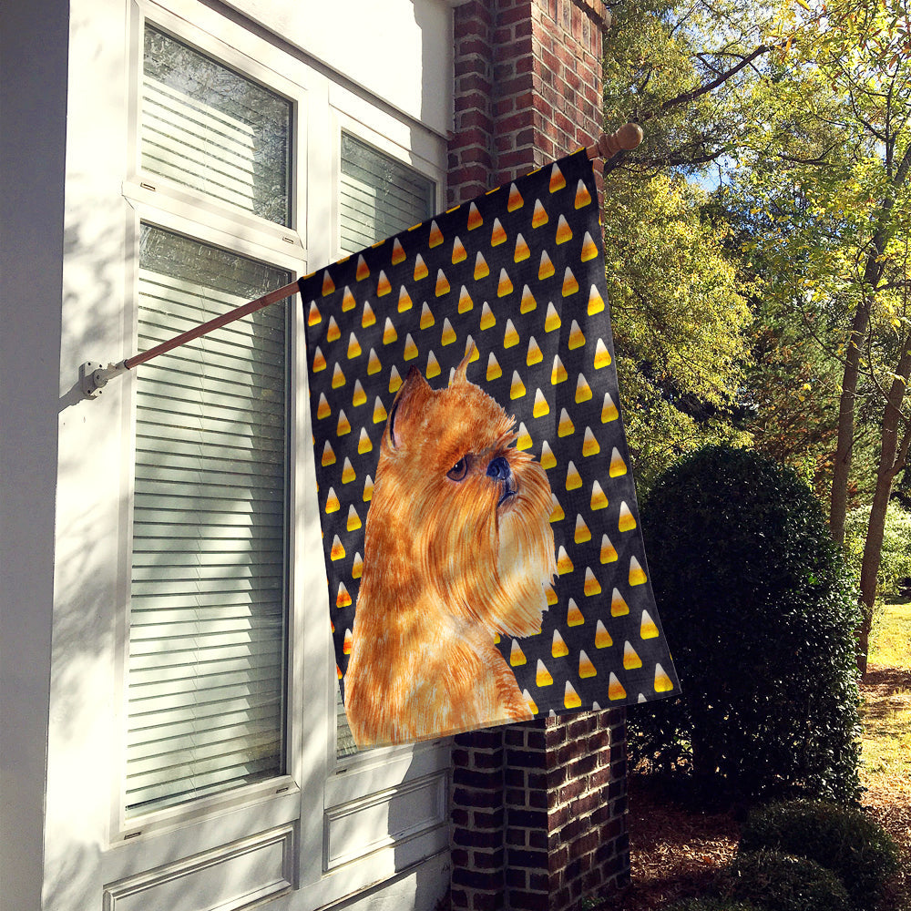 Brussels Griffon Candy Corn Halloween Portrait House Flag 28x40 Porch Sleeve Pole Decorative Outside Yard Banner Artwork Wall Hanging, Polyester