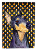 Doberman Candy Corn Halloween Portrait House Flag 28x40 Porch Sleeve Pole Decorative Outside Yard Banner Artwork Wall Hanging, Polyester