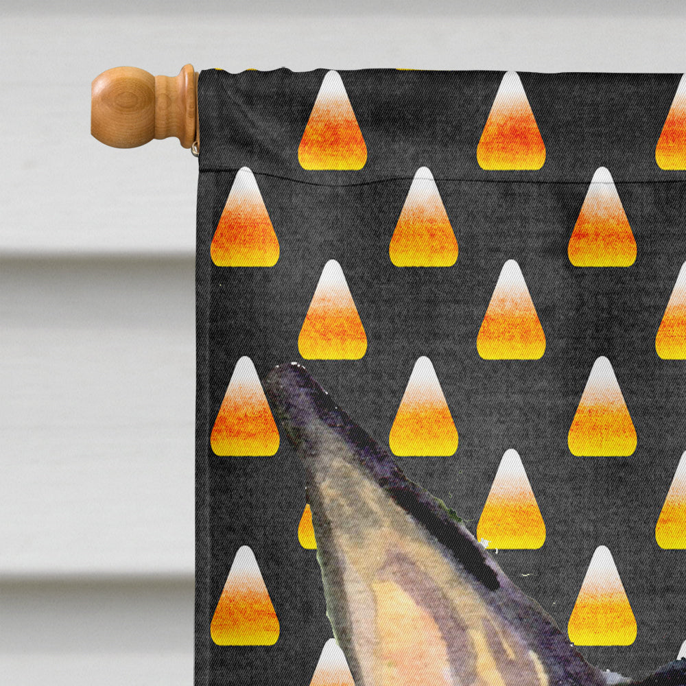 Doberman Candy Corn Halloween Portrait House Flag 28x40 Porch Sleeve Pole Decorative Outside Yard Banner Artwork Wall Hanging, Polyester