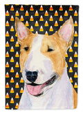 Bull Terrier Candy Corn Halloween Portrait House Flag 28x40 Porch Sleeve Pole Decorative Outside Yard Banner Artwork Wall Hanging, Polyester