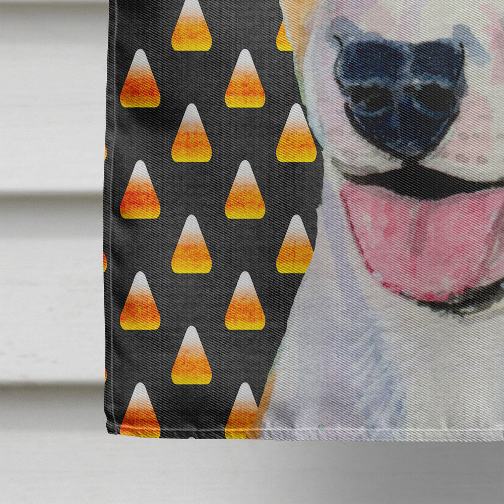 Bull Terrier Candy Corn Halloween Portrait House Flag 28x40 Porch Sleeve Pole Decorative Outside Yard Banner Artwork Wall Hanging, Polyester