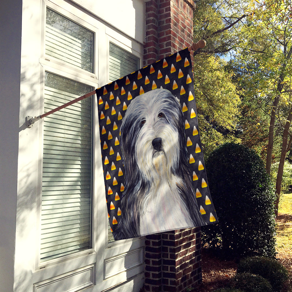 Bearded Collie Candy Corn Halloween Portrait House Flag 28x40 Porch Sleeve Pole Decorative Outside Yard Banner Artwork Wall Hanging, Polyester