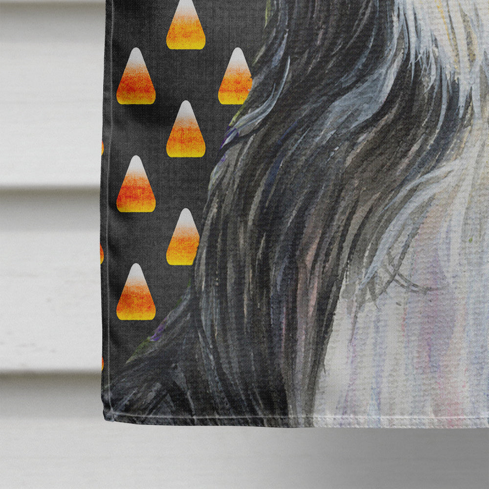 Bearded Collie Candy Corn Halloween Portrait House Flag 28x40 Porch Sleeve Pole Decorative Outside Yard Banner Artwork Wall Hanging, Polyester
