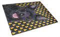 Australian Kelpie Candy Corn Halloween Portrait Cutting Board Tempered Glass Kitchen Cutting Surface, Heat Resistant Chopping, Non-Slip Feet, Food Prep & Serving
