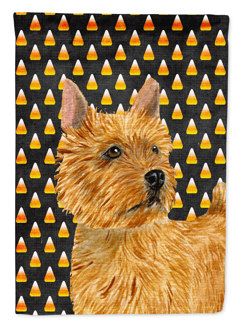 Norwich Terrier Candy Corn Halloween Portrait House Flag 28x40 Porch Sleeve Pole Decorative Outside Yard Banner Artwork Wall Hanging, Polyester